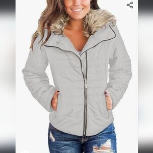 Women's Gray Fur-Lined Jacket